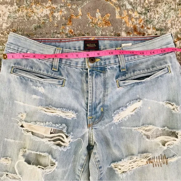 Von Dutch Light Blue Distressed Flare Jeans - Picture 7 of 16